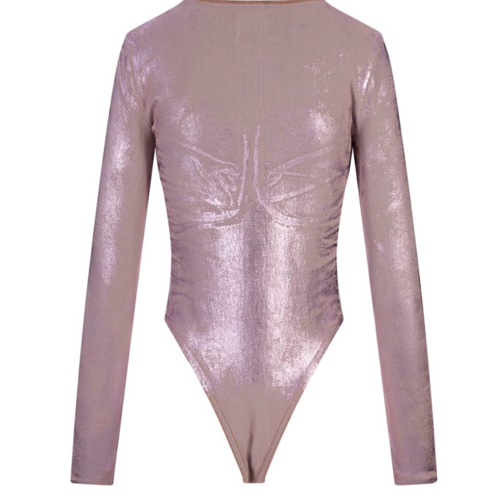 Diesel Metallic Bustier Bodysuit NWT | Sculpted Cup Long Sleeve Statement $695 - Picture 8 of 9
